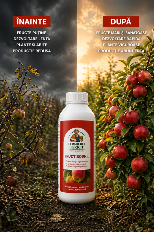 🍎 Fruct Rodnic 1 Litru – Îngrășământ pentru Creștere Accelerată și Fructe Mari și Dulci la Pomi - 100% organic