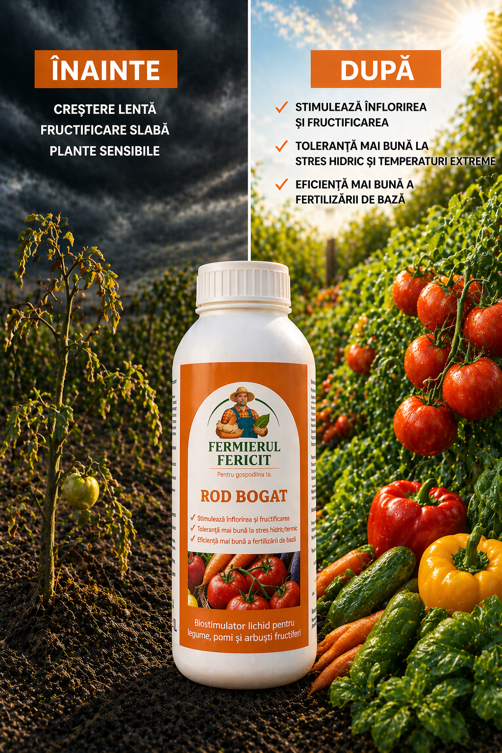 🥬 Rod Bogat 1 Litru – Îngrășământ pentru Creștere Accelerată a Legumelor Mari și Gustoase - 100% organic