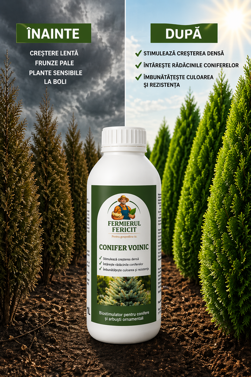 🌲 Conifer Voinic 1 Litru – Îngrășământ pentru Creștere Densă și Conifere Verzi și Viguroase - 100% organic