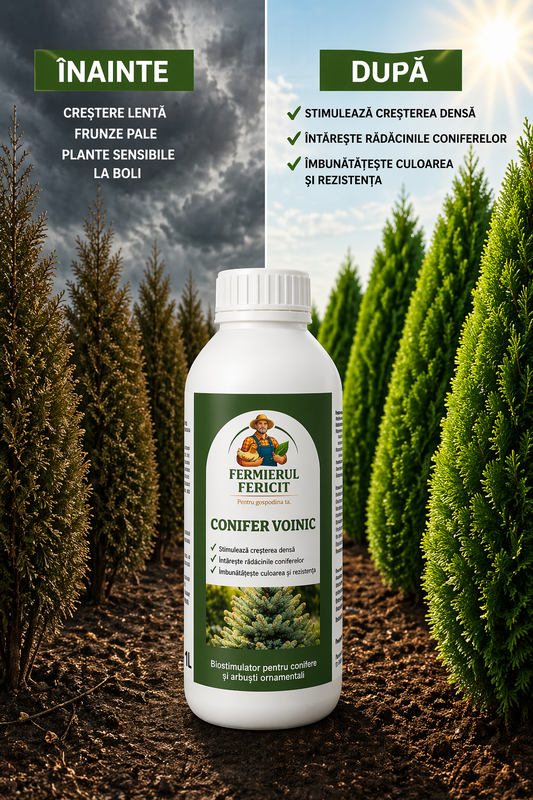 🌲 Conifer Voinic 1 Litru – Îngrășământ pentru Creștere Densă și Conifere Verzi și Viguroase - 100% organic